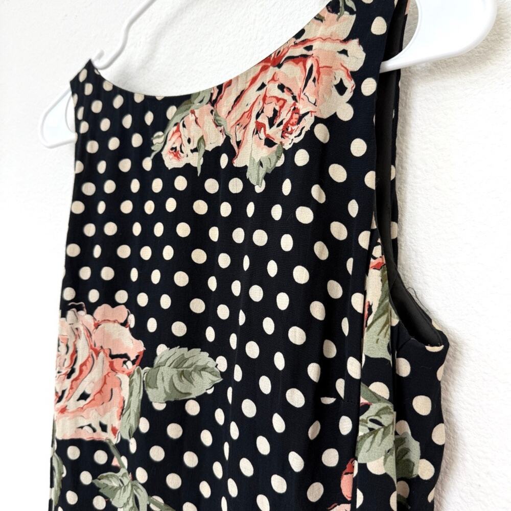 Joseph Ribkoff Polka Dot Floral Maxi Dress Tie Back Sleeveless Rayon Size 10 - Picture 2 of 6